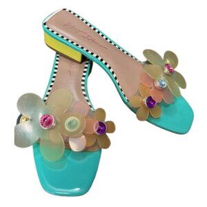 Betsey Johnson Turquoise and Yellow Sandals